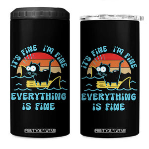 Funny Cat 4 in 1 Can Cooler Tumbler It's Fine I'm Fine Everything Is Fine Meme Office Gag Gifts TB10 One Size: 16 oz Black Print Your Wear