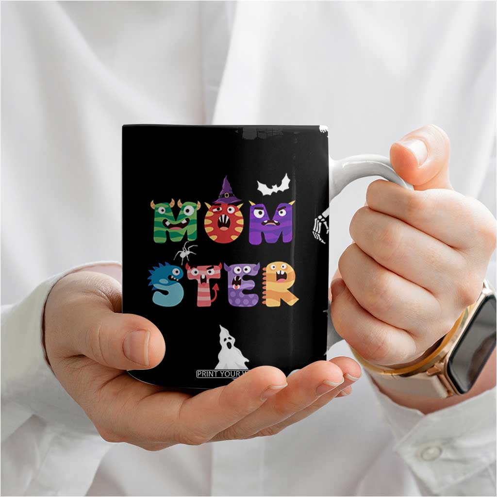 Funny Gifts For Mom Coffee Mug Halloween Mom Gift Spooky Mama Mom-Ster TB10 Print Your Wear