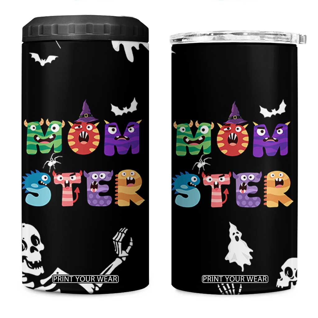 Funny Gifts For Mom 4 in 1 Can Cooler Tumbler Halloween Mom Gift Spooky Mama Mom-Ster TB10 One Size: 16 oz Black Print Your Wear