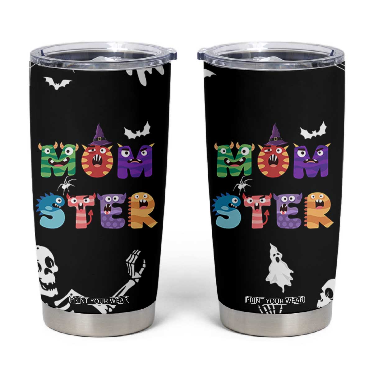 Funny Gifts For Mom Tumbler Cup Halloween Mom Gift Spooky Mama Mom-Ster TB10 Black Print Your Wear