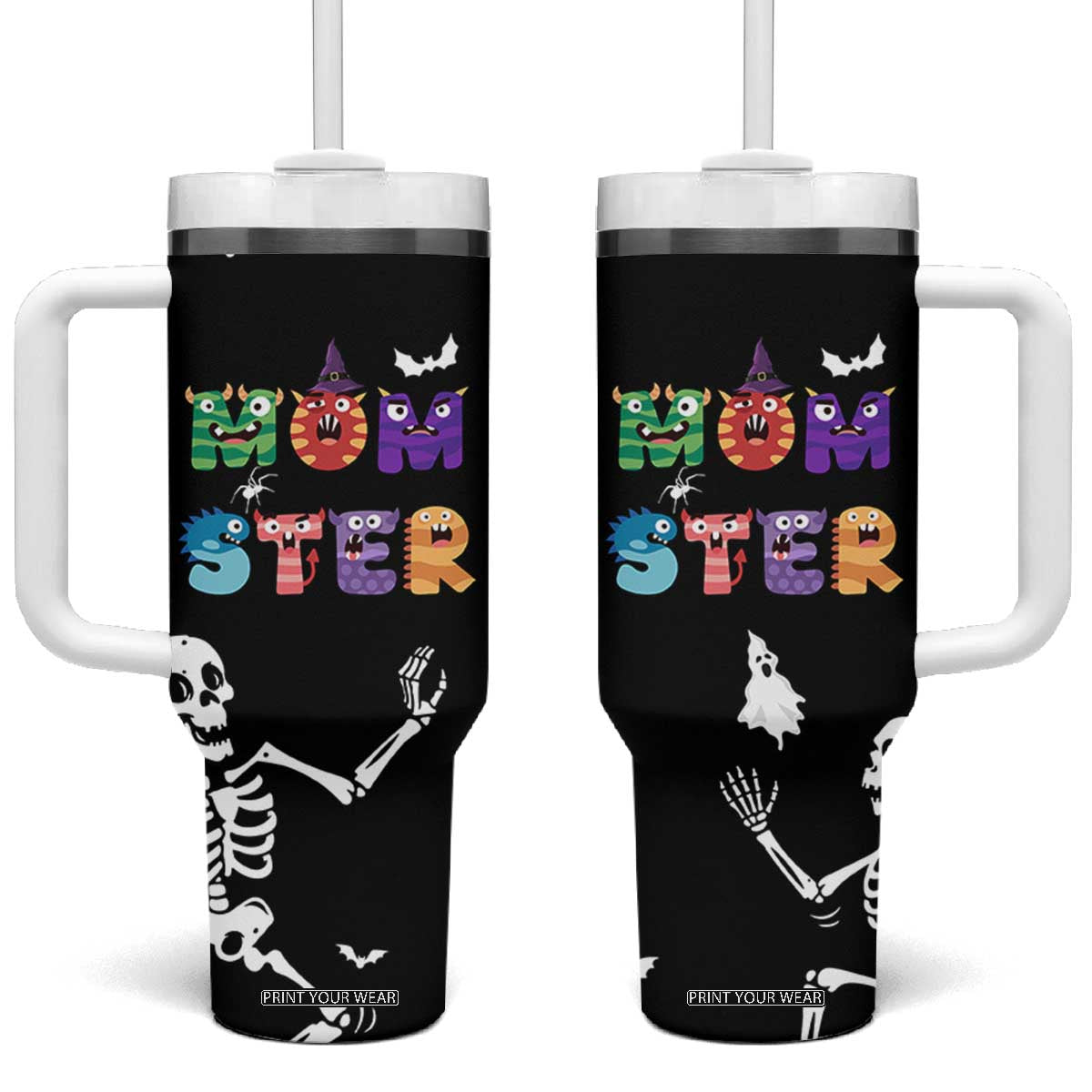 Funny Gifts For Mom Tumbler With Handle Halloween Mom Gift Spooky Mama Mom-Ster TB10 One Size: 40 oz Black Print Your Wear