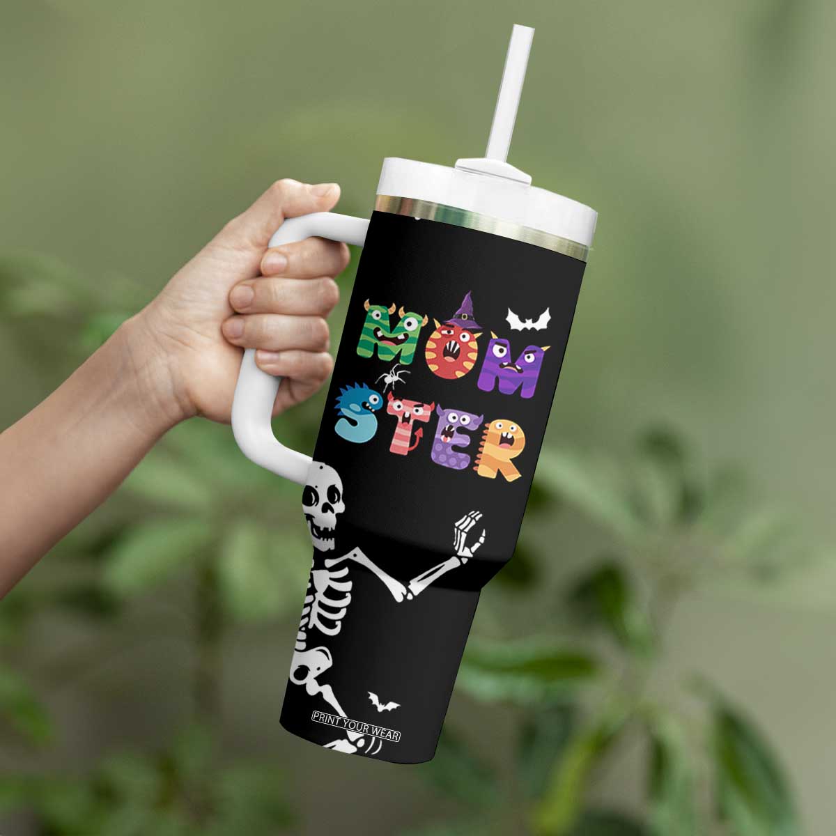 Funny Gifts For Mom Tumbler With Handle Halloween Mom Gift Spooky Mama Mom-Ster TB10 Print Your Wear