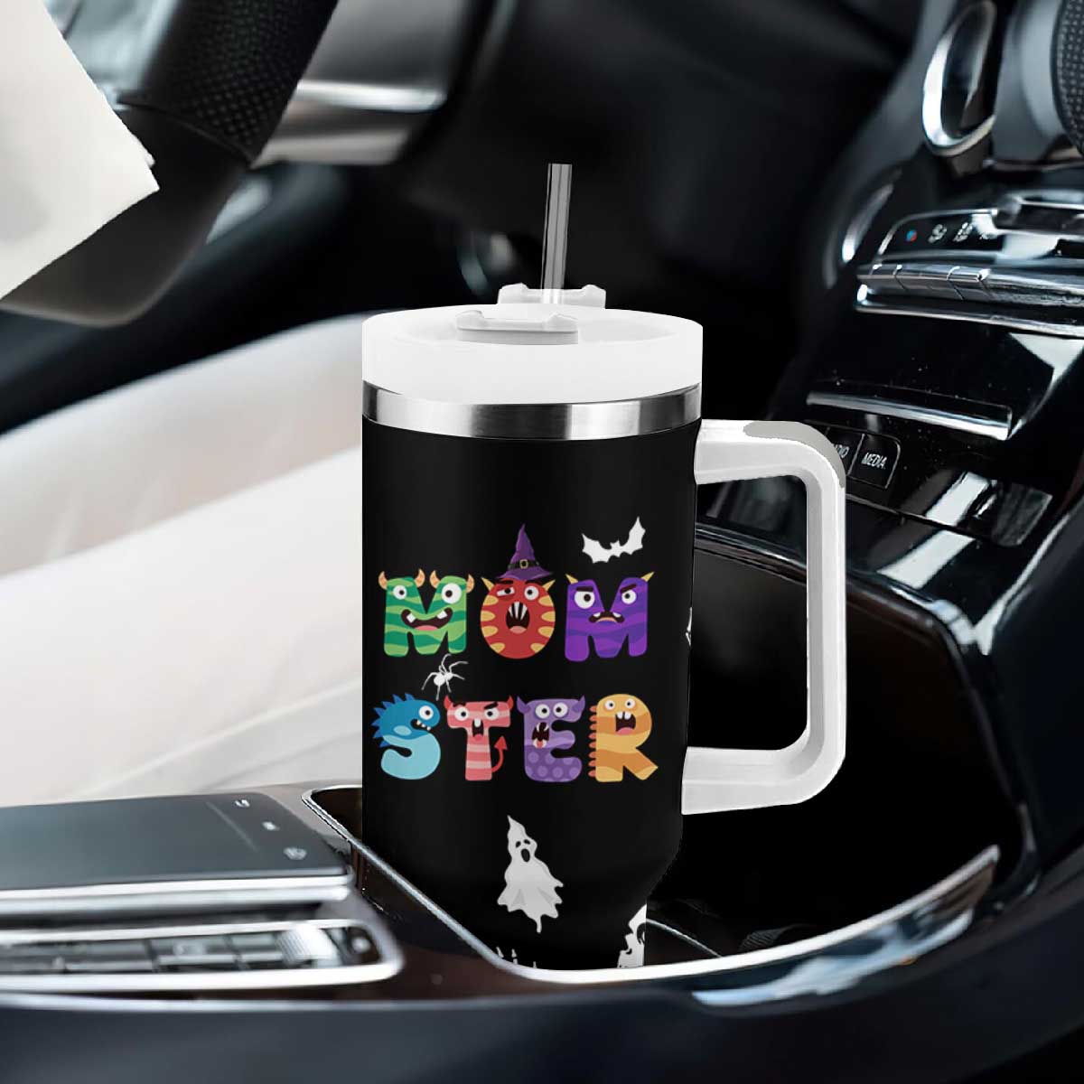 Funny Gifts For Mom Tumbler With Handle Halloween Mom Gift Spooky Mama Mom-Ster TB10 Print Your Wear