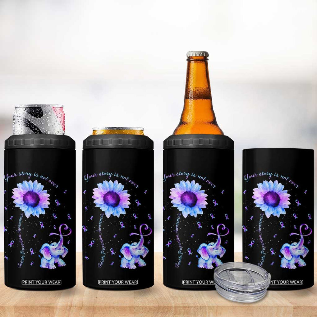 Suicide Prevention Awareness 4 in 1 Can Cooler Tumbler Teal Purple Elephant Your Story Is Not Over Sunflower Therapist Psychologist TB10 Print Your Wear