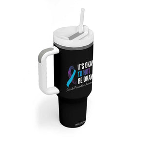 Suicide Prevention Awareness Tumbler With Handle Teal Purple Ribbon It's Okay Not To Be Okay Therapist Psychologist TB10 Print Your Wear