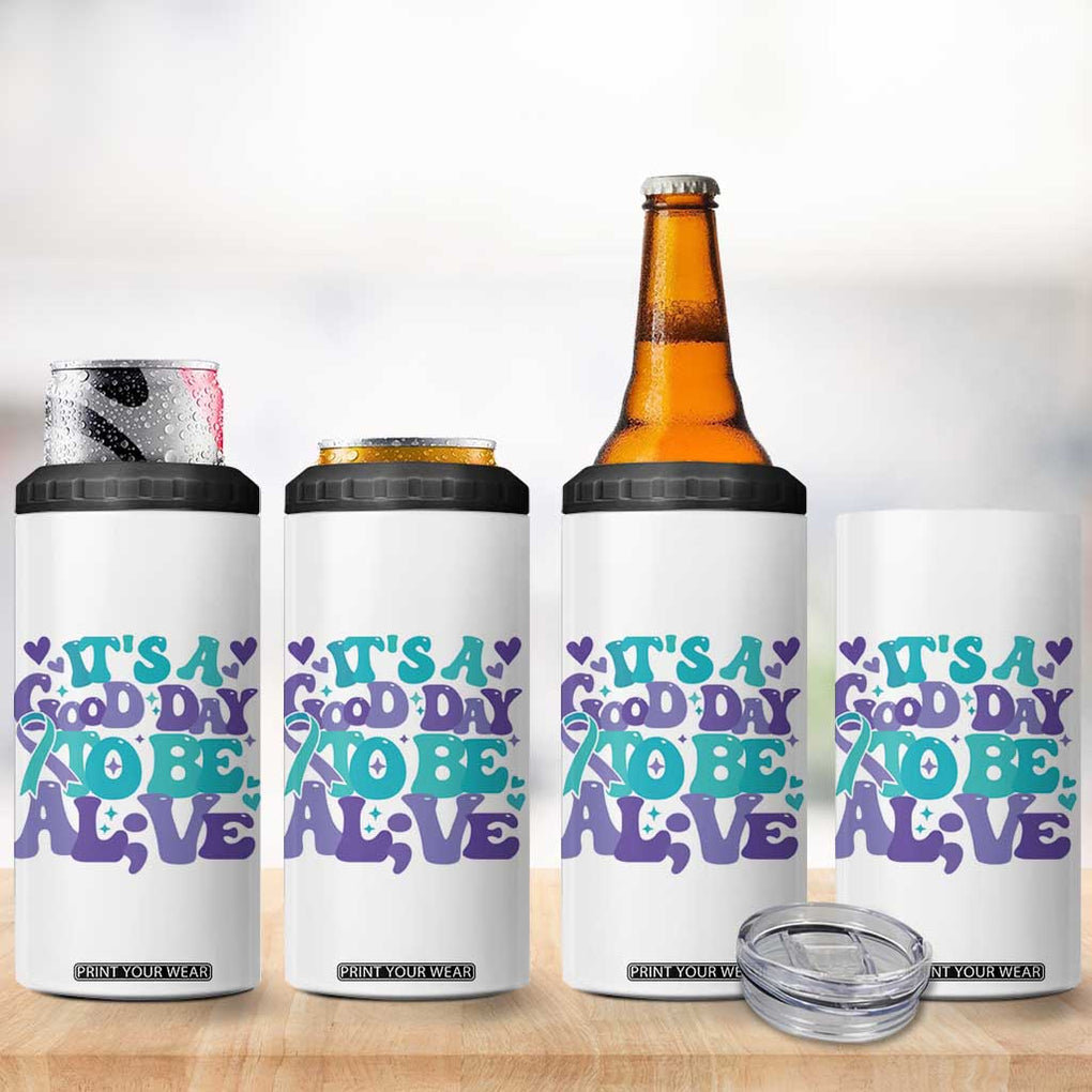 Suicide Prevention Awareness 4 in 1 Can Cooler Tumbler Teal Purple Ribbon Inspirational Motivational Gifts Little Reminders Therapist Psychologist TB10 Print Your Wear