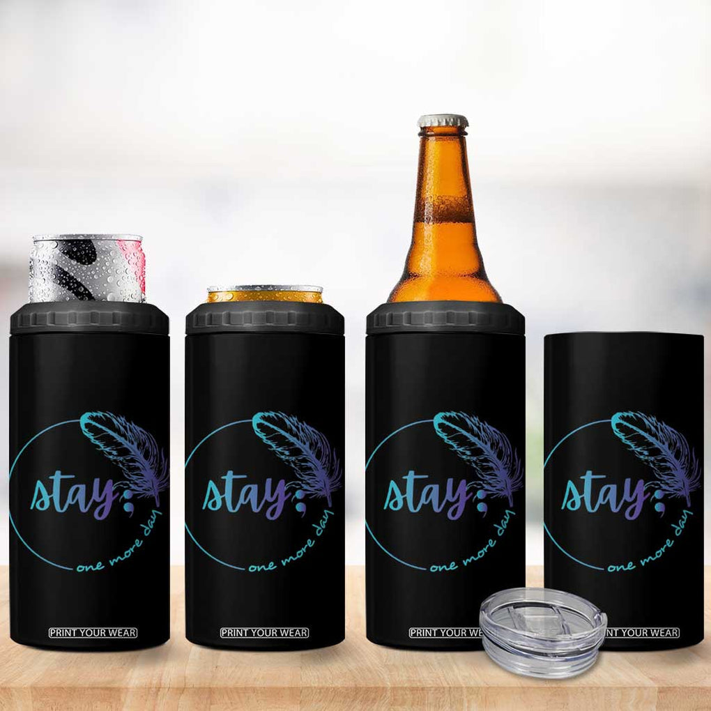 Suicide Prevention Awareness 4 in 1 Can Cooler Tumbler Teal Purple Feather Stay One More Day Daily Reminder TB10 Print Your Wear