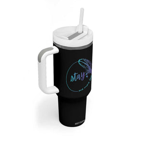 Suicide Prevention Awareness Tumbler With Handle Teal Purple Feather Stay One More Day Daily Reminder TB10 Print Your Wear