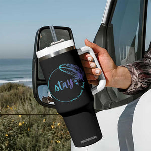 Suicide Prevention Awareness Tumbler With Handle Teal Purple Feather Stay One More Day Daily Reminder TB10 Print Your Wear