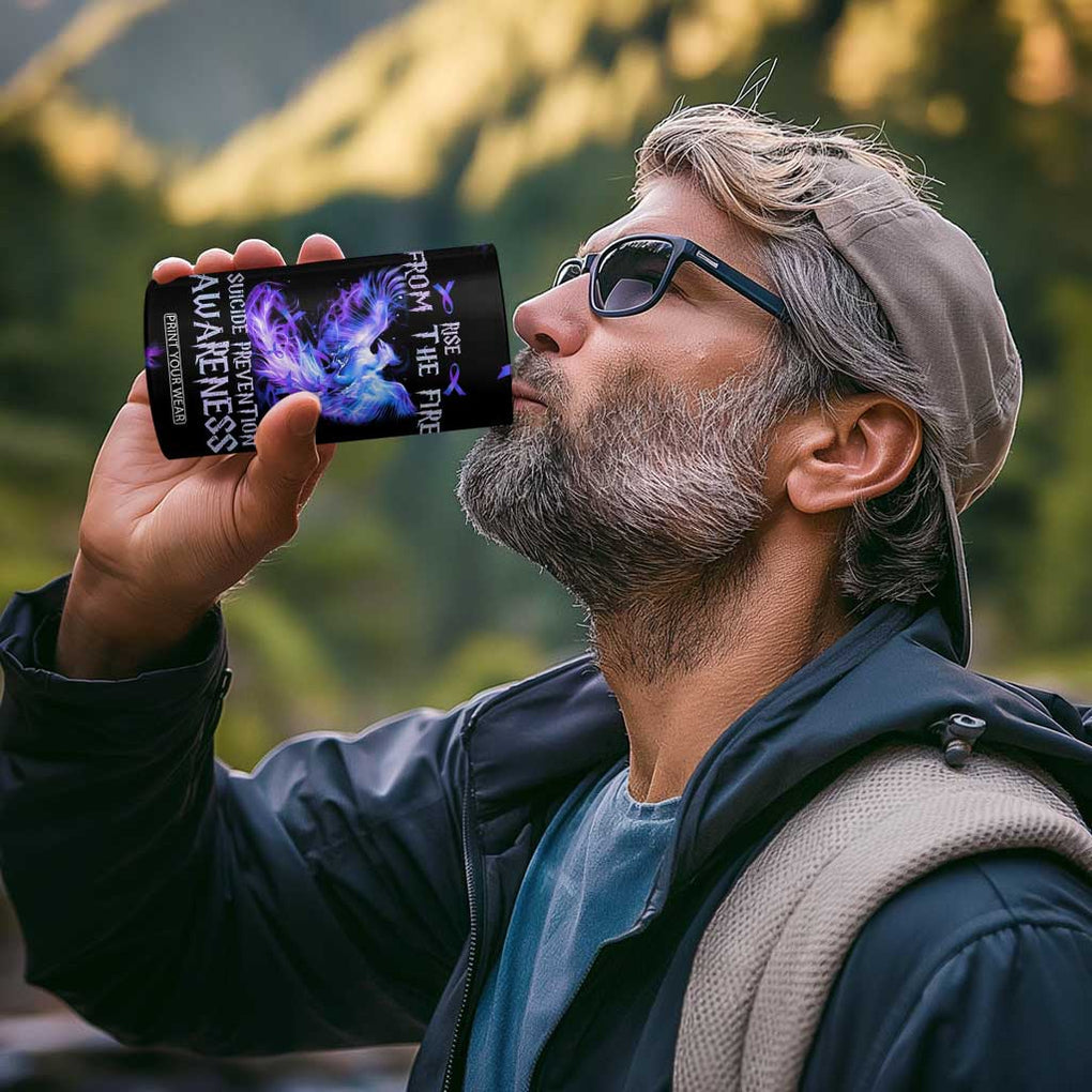 Suicide Prevention Awareness 4 in 1 Can Cooler Tumbler Teal Purple Ribbon Phoenix Rise From The Fire TB10 Print Your Wear