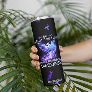 Suicide Prevention Awareness Skinny Tumbler Teal Purple Ribbon Phoenix Rise From The Fire TB10 Print Your Wear