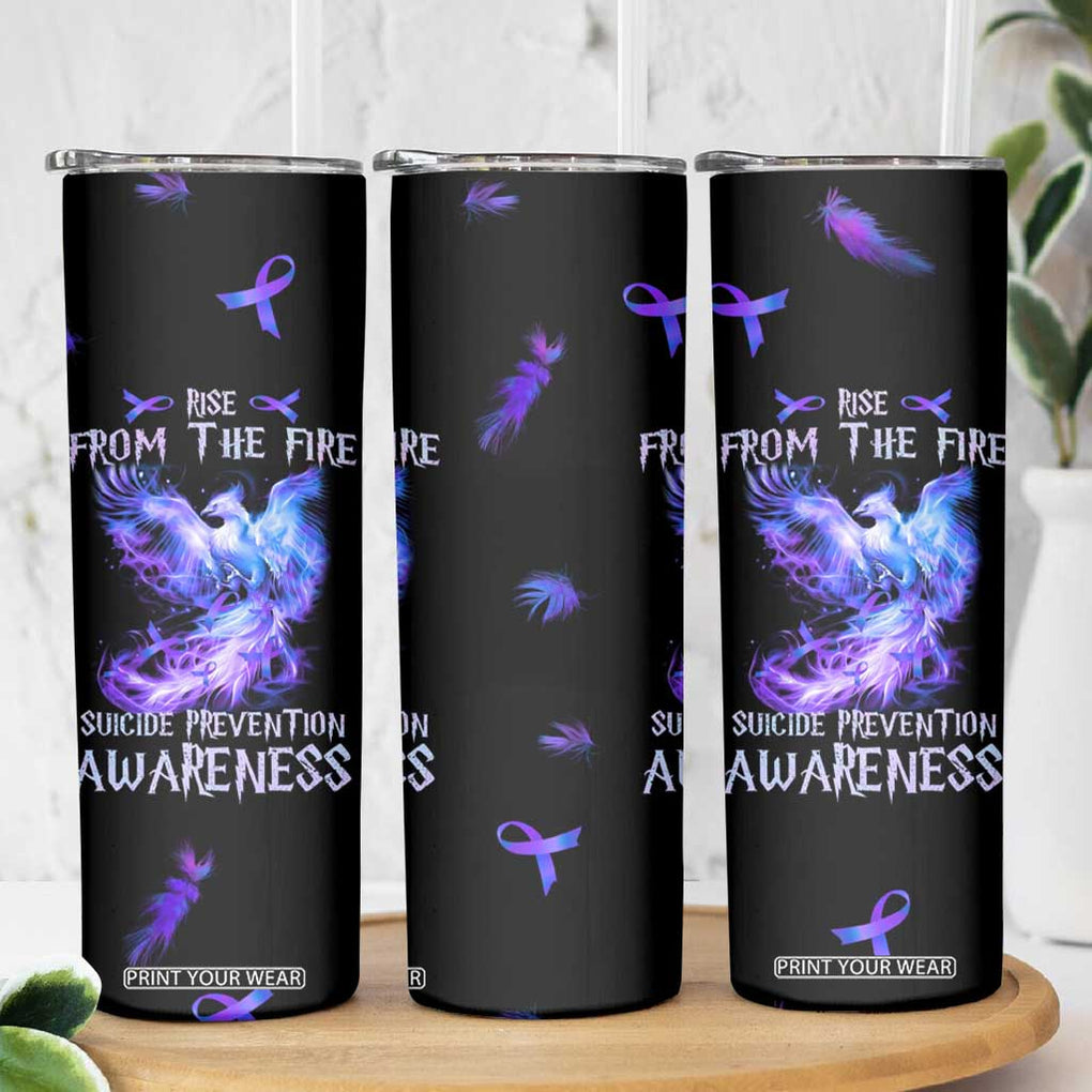 Suicide Prevention Awareness Skinny Tumbler Teal Purple Ribbon Phoenix Rise From The Fire TB10 Print Your Wear