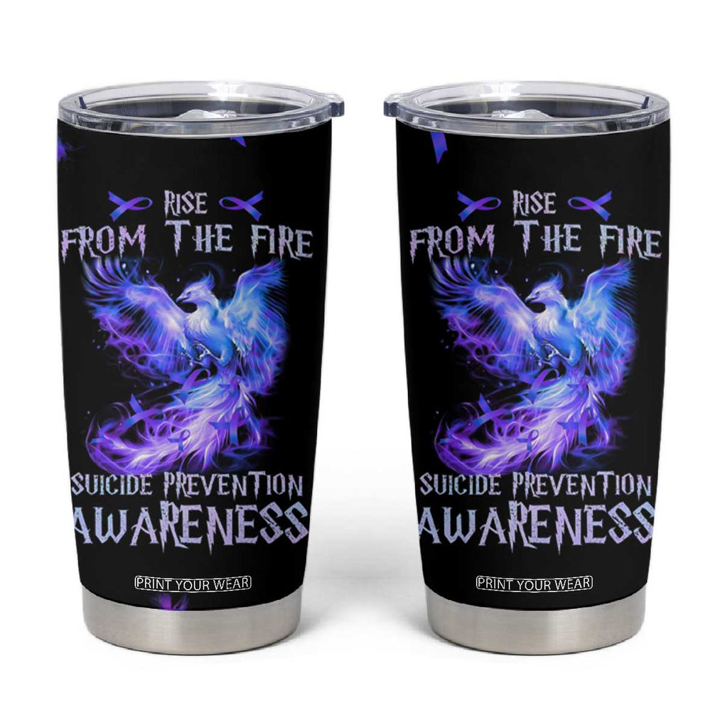 Suicide Prevention Awareness Tumbler Cup Teal Purple Ribbon Phoenix Rise From The Fire TB10 Black Print Your Wear