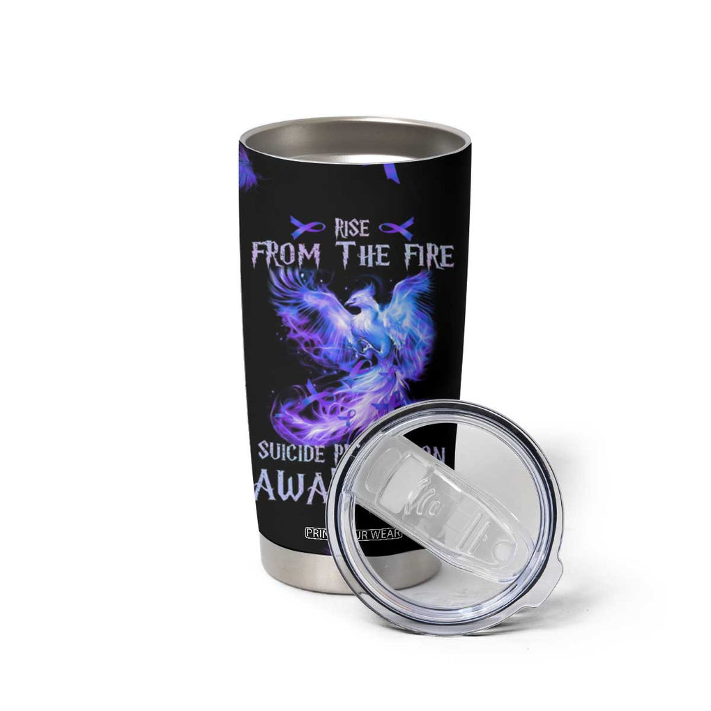 Suicide Prevention Awareness Tumbler Cup Teal Purple Ribbon Phoenix Rise From The Fire TB10 Print Your Wear
