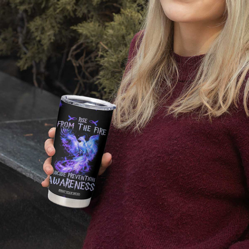 Suicide Prevention Awareness Tumbler Cup Teal Purple Ribbon Phoenix Rise From The Fire TB10 Print Your Wear