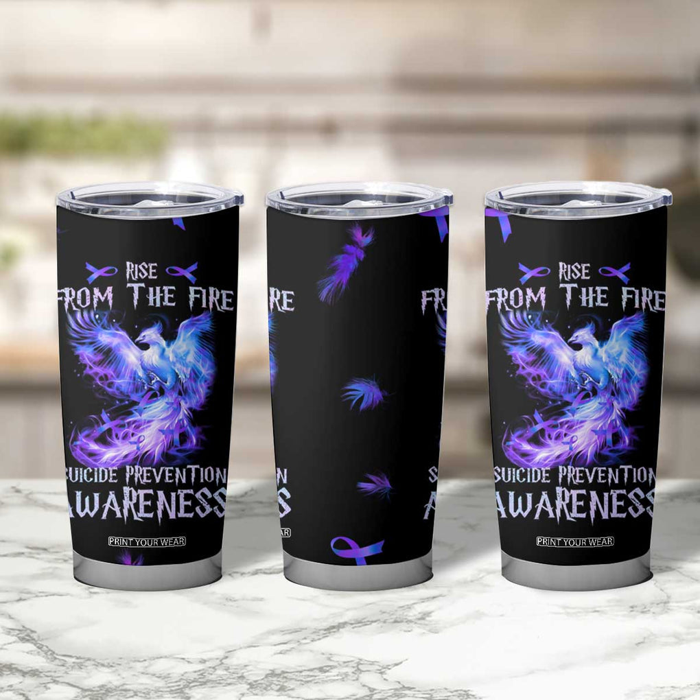 Suicide Prevention Awareness Tumbler Cup Teal Purple Ribbon Phoenix Rise From The Fire TB10 Print Your Wear