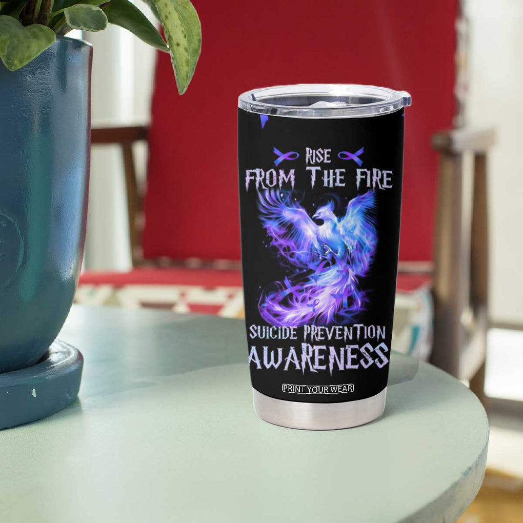 Suicide Prevention Awareness Tumbler Cup Teal Purple Ribbon Phoenix Rise From The Fire TB10 Print Your Wear
