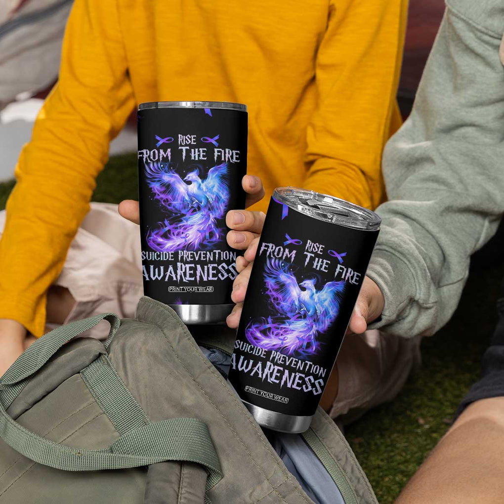 Suicide Prevention Awareness Tumbler Cup Teal Purple Ribbon Phoenix Rise From The Fire TB10 Print Your Wear