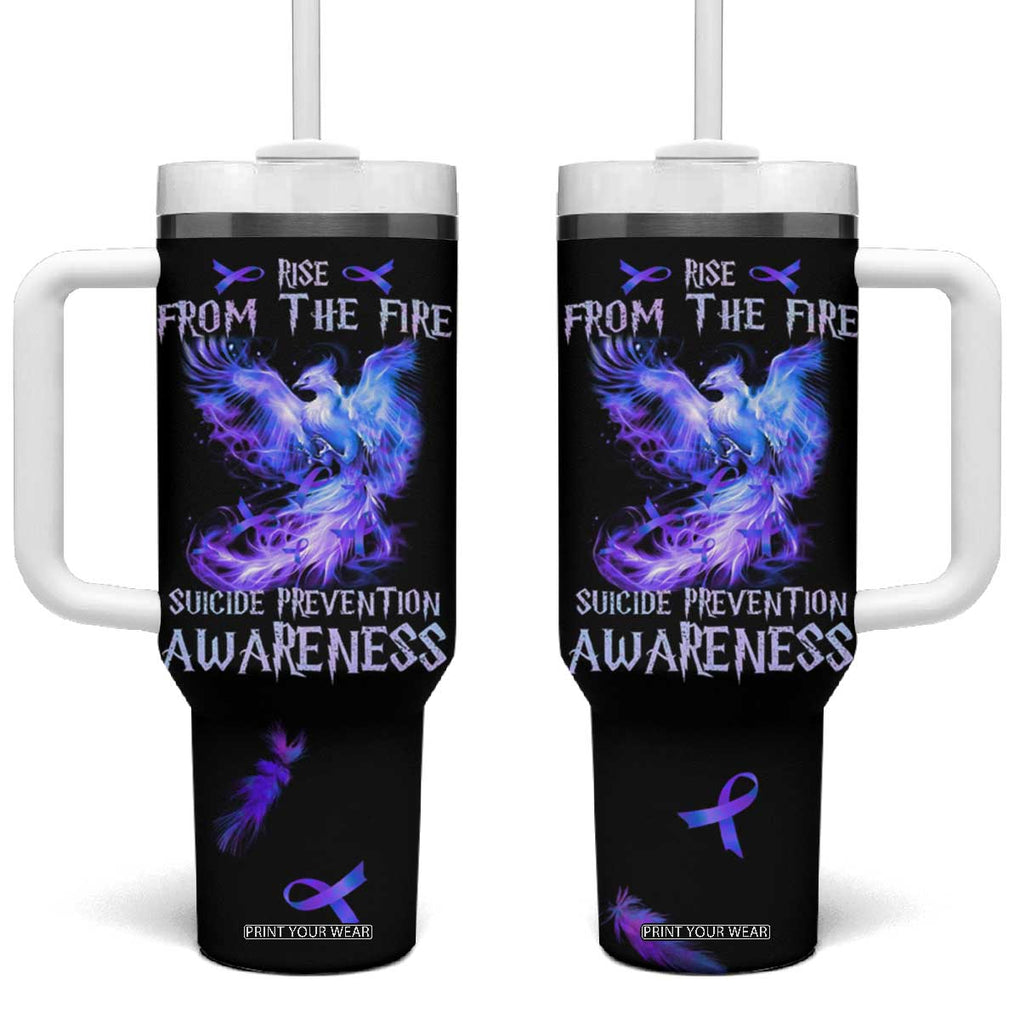 Suicide Prevention Awareness Tumbler With Handle Teal Purple Ribbon Phoenix Rise From The Fire TB10 One Size: 40 oz Black Print Your Wear