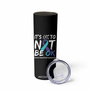 Suicide Prevention Awareness Skinny Tumbler Teal Purple Ribbon It's Ok To Not Be Ok TB10 Print Your Wear