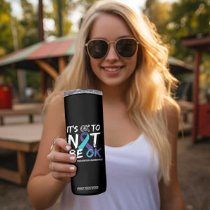 Suicide Prevention Awareness Skinny Tumbler Teal Purple Ribbon It's Ok To Not Be Ok TB10 Print Your Wear