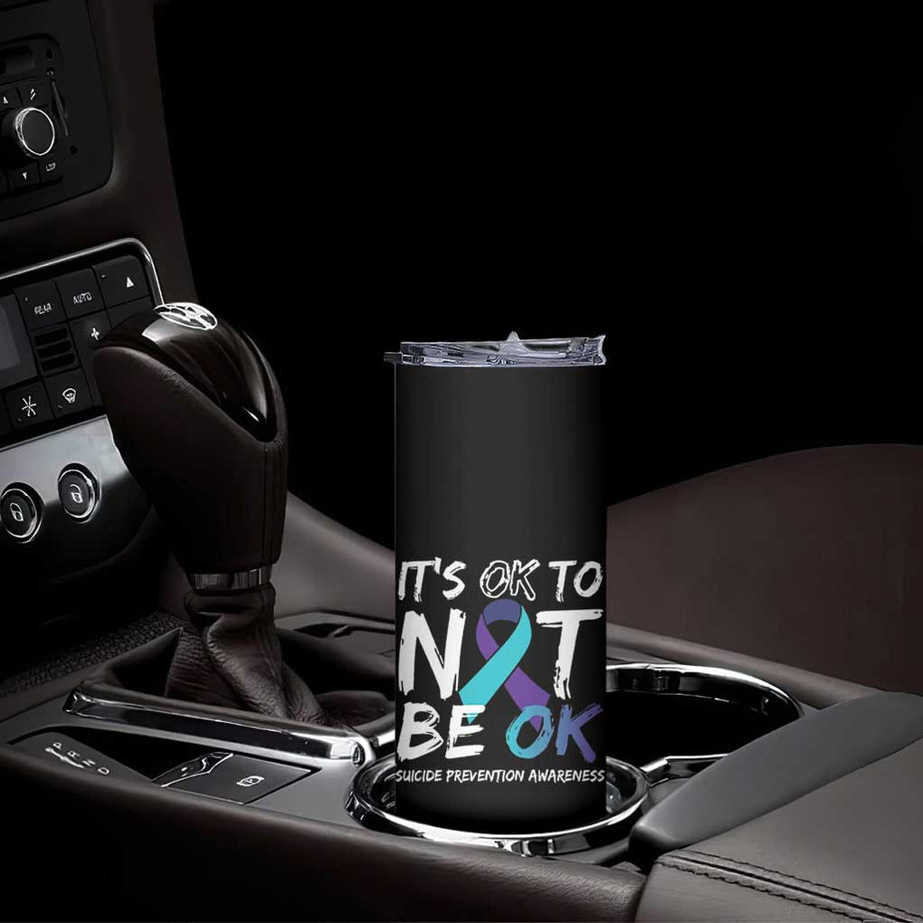 Suicide Prevention Awareness Skinny Tumbler Teal Purple Ribbon It's Ok To Not Be Ok TB10 Print Your Wear