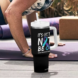 Suicide Prevention Awareness Tumbler With Handle Teal Purple Ribbon It's Ok To Not Be Ok TB10 Print Your Wear