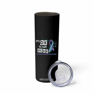 Suicide Prevention Awareness Skinny Tumbler Teal Purple Ribbon It's Ok Not To Be Ok Therapist Psychologist TB10 Print Your Wear