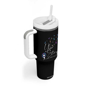 Suicide Prevention Awareness Tumbler With Handle Teal Purple Dragonfly Your Story Is Not Over TB10 Print Your Wear