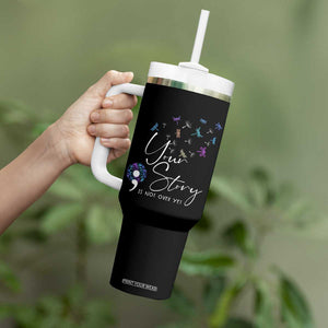Suicide Prevention Awareness Tumbler With Handle Teal Purple Dragonfly Your Story Is Not Over TB10 Print Your Wear