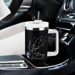 Suicide Prevention Awareness Tumbler With Handle Teal Purple Dragonfly Your Story Is Not Over TB10 Print Your Wear