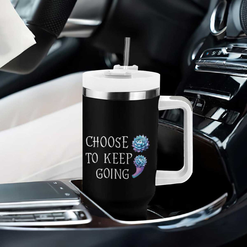 Suicide Prevention Awareness Tumbler With Handle Teal Purple Semicolon Choose To Keep Going Support Therapist Psychologist TB10 Print Your Wear