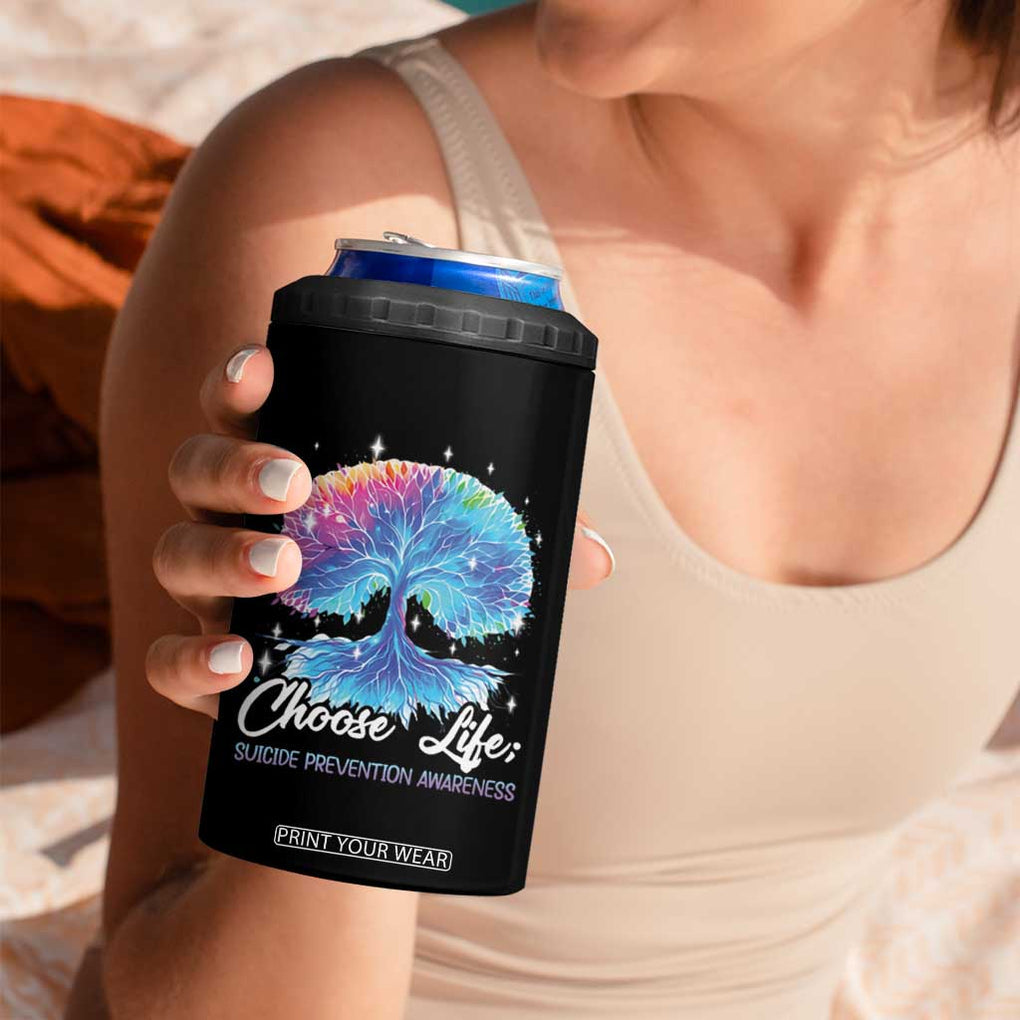 Suicide Prevention Awareness 4 in 1 Can Cooler Tumbler Teal Purple Choose Life Support You Matter Therapist Psychologist TB10 Print Your Wear