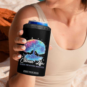 Suicide Prevention Awareness 4 in 1 Can Cooler Tumbler Teal Purple Choose Life Support You Matter Therapist Psychologist TB10 Print Your Wear