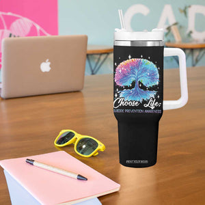 Suicide Prevention Awareness Tumbler With Handle Teal Purple Choose Life Support You Matter Therapist Psychologist TB10 Print Your Wear