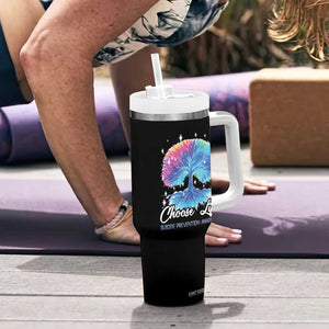 Suicide Prevention Awareness Tumbler With Handle Teal Purple Choose Life Support You Matter Therapist Psychologist TB10 Print Your Wear