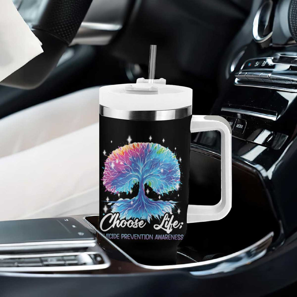 Suicide Prevention Awareness Tumbler With Handle Teal Purple Choose Life Support You Matter Therapist Psychologist TB10 Print Your Wear