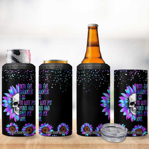 Suicide Prevention Awareness 4 in 1 Can Cooler Tumbler Teal Purple Sunflower Skull Into The Darkness I Go To Lose My Mind And Find My Soul TB10 Print Your Wear