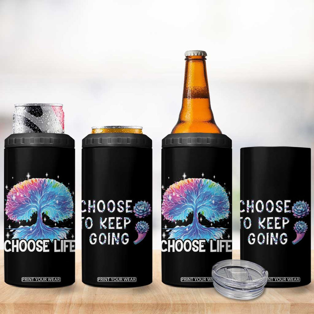 Suicide Prevention Awareness 4 in 1 Can Cooler Tumbler Teal Purple Semicolon Choose Life Support You Matter Therapist Psychologist TB10 Print Your Wear