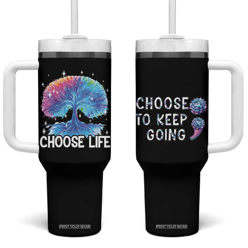 Suicide Prevention Awareness Tumbler With Handle Teal Purple Semicolon Choose Life Support You Matter Therapist Psychologist TB10 One Size: 40 oz Black Print Your Wear