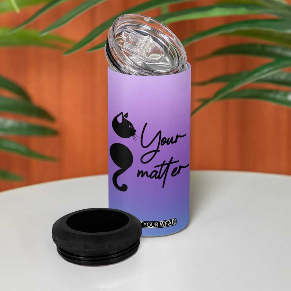 Suicide Prevention Awareness 4 in 1 Can Cooler Tumbler Teal Purple Semicolon Cat Your Matter Therapist Psychologist TB10 Print Your Wear