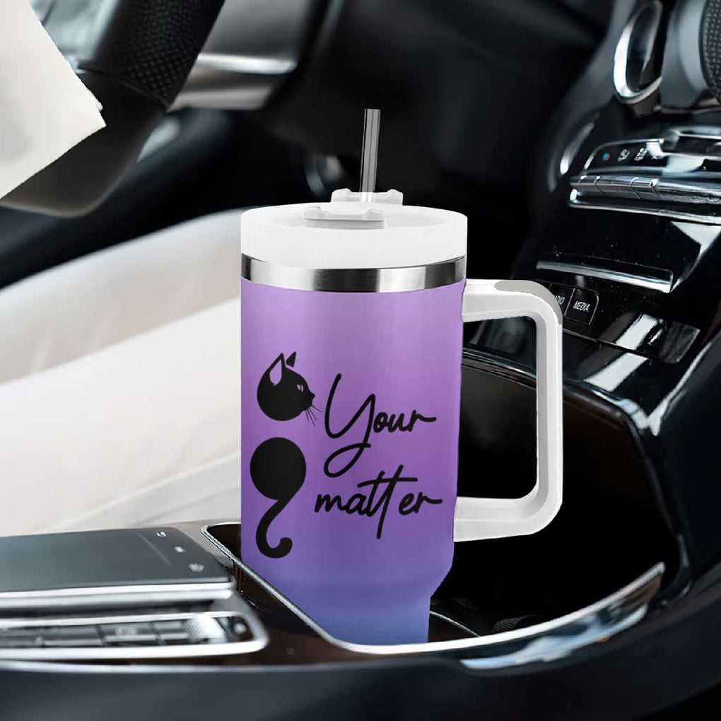 Suicide Prevention Awareness Tumbler With Handle Teal Purple Semicolon Cat Your Matter Therapist Psychologist TB10 Print Your Wear
