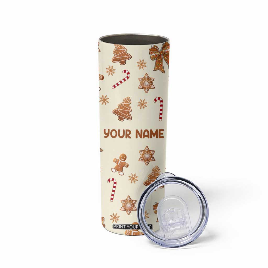 Personalized Christmas Skinny Tumbler Custom Name Coquette Bow Tree Gingerbread Xmas Gifts For Her TB10 Print Your Wear