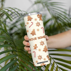 Personalized Christmas Skinny Tumbler Custom Name Coquette Bow Tree Gingerbread Xmas Gifts For Her TB10 Print Your Wear