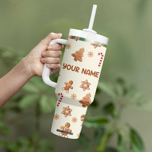 Personalized Christmas Tumbler With Handle Custom Name Coquette Bow Tree Gingerbread Xmas Gifts For Her TB10 Print Your Wear