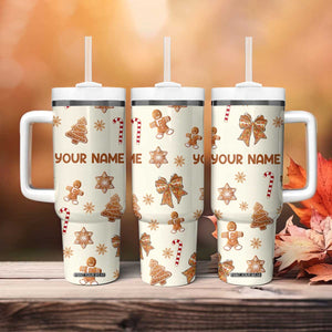 Personalized Christmas Tumbler With Handle Custom Name Coquette Bow Tree Gingerbread Xmas Gifts For Her TB10 Print Your Wear