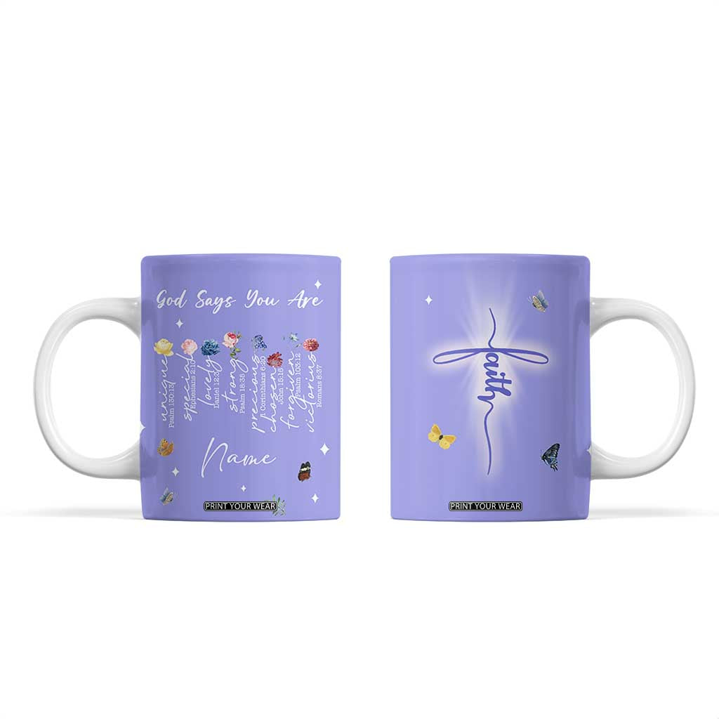 Personalized Christian Birthday Gifts for Women Coffee Mug Custom Name God Says You Are Bible Verse TB10 Purple Print Your Wear