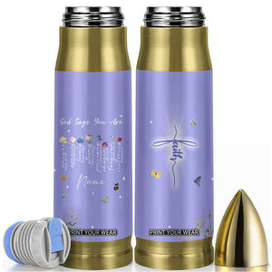 Personalized Christian Birthday Gifts for Women Bullet Tumbler Custom Name God Says You Are Bible Verse TB10 Purple Print Your Wear