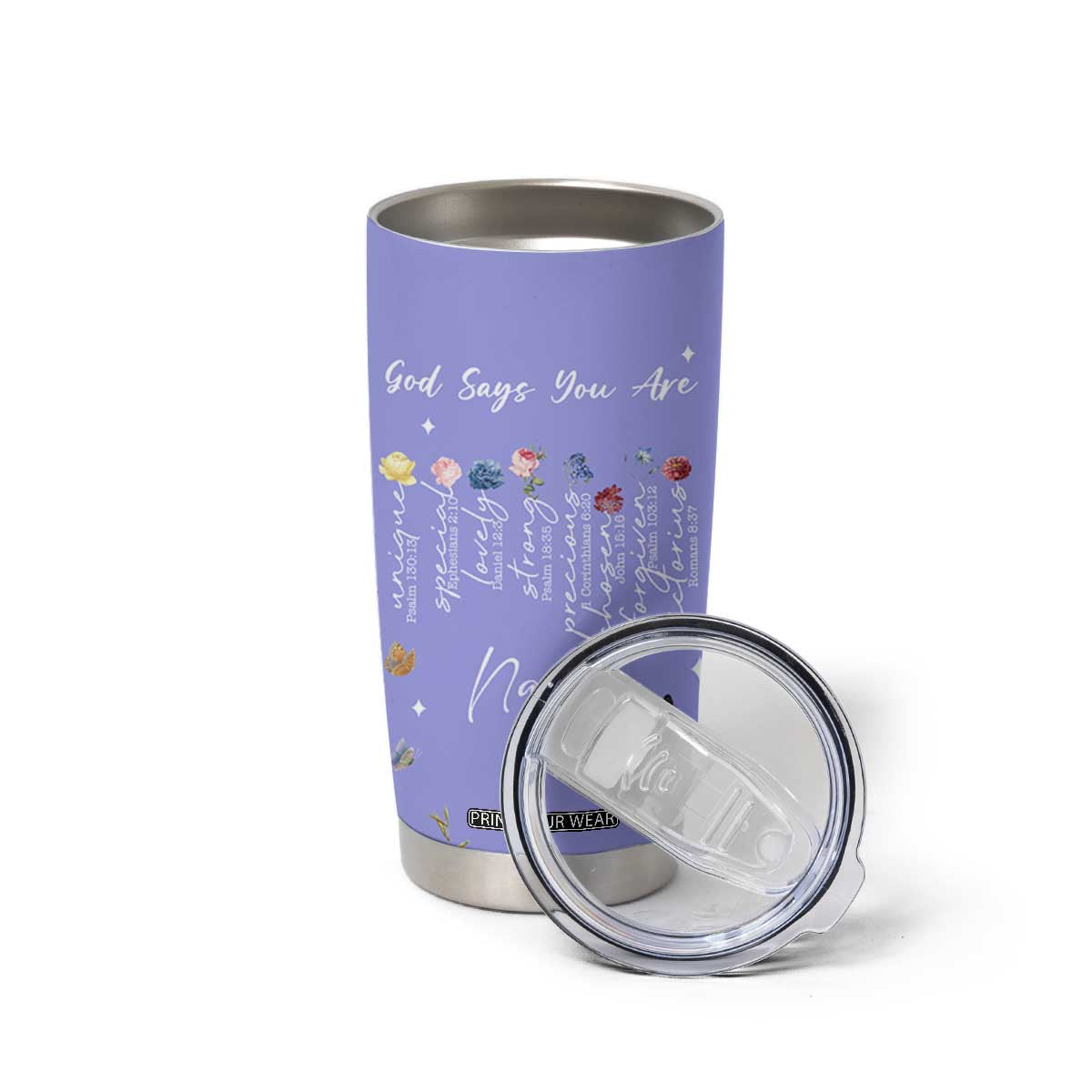 Personalized Christian Birthday Gifts for Women Tumbler Cup Custom Name God Says You Are Bible Verse TB10 Print Your Wear
