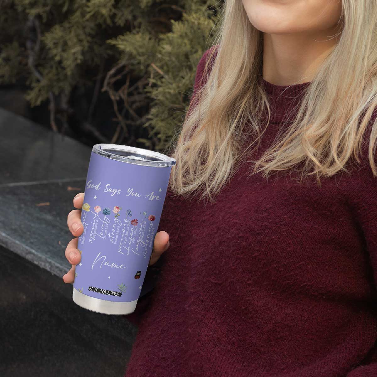 Personalized Christian Birthday Gifts for Women Tumbler Cup Custom Name God Says You Are Bible Verse TB10 Print Your Wear